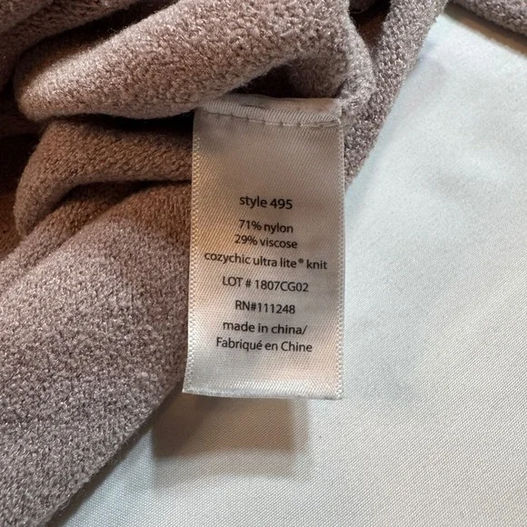 Barefoot Dreams CozyChic Ultra Lite Sweater Taupe Drawstring Pullover Size S - Picture 4 of 7